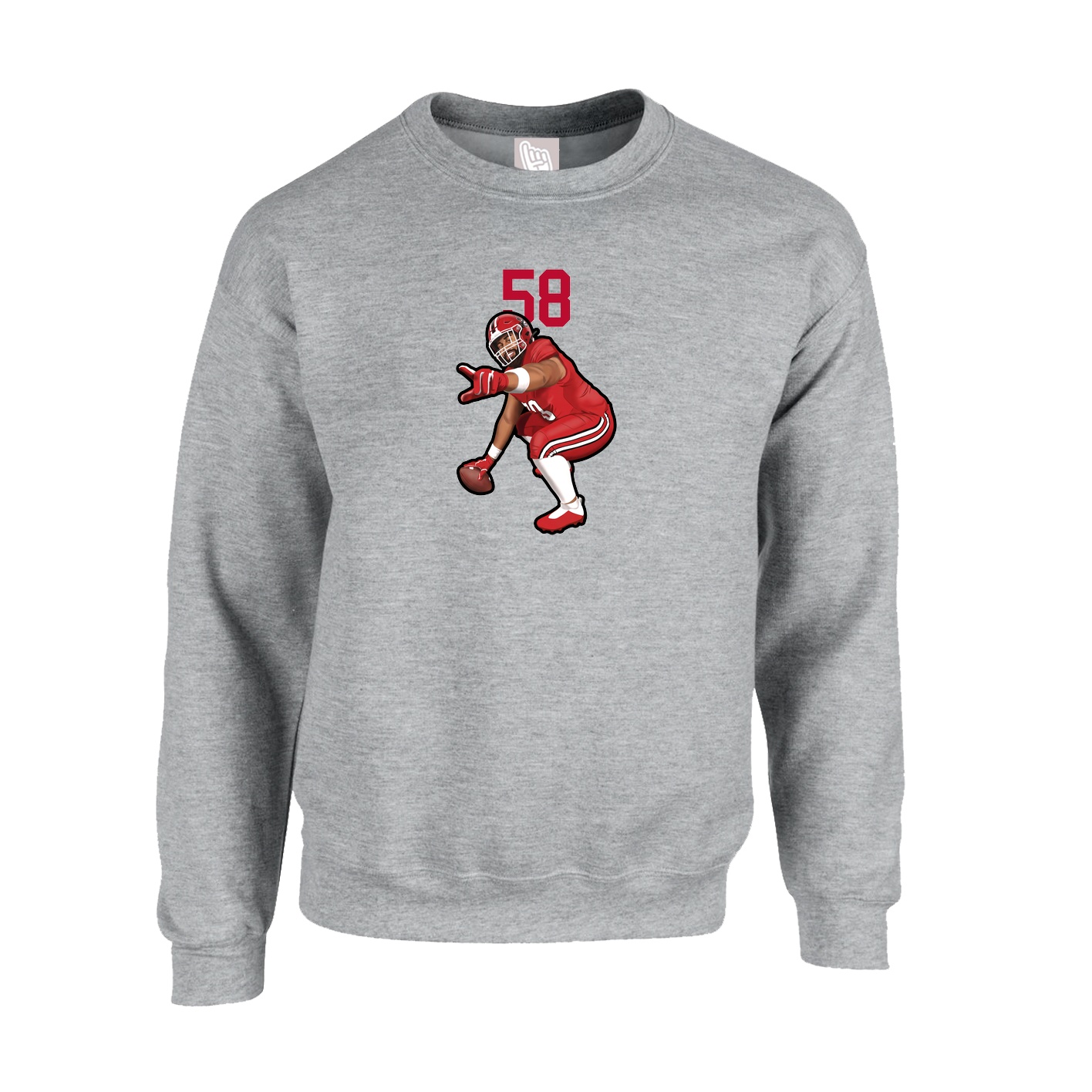 Fleece Crew — Number Top in Grey