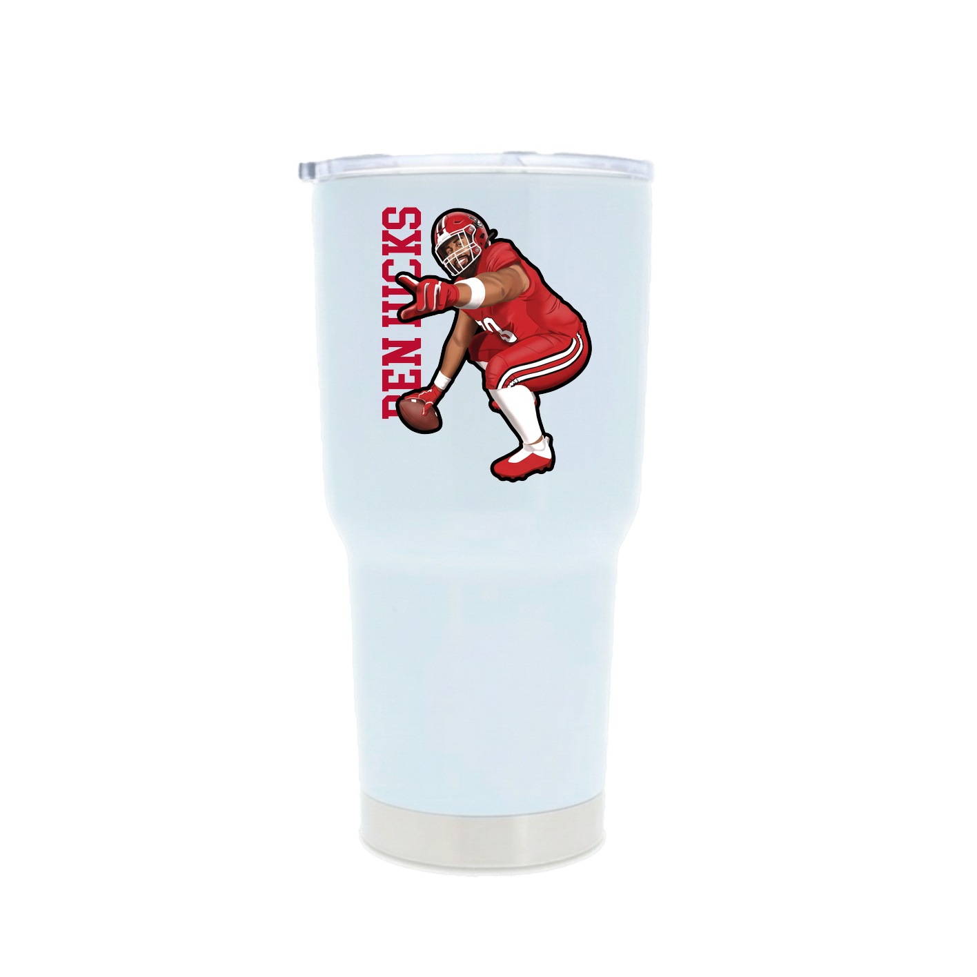 30oz Stainless Steel Tumbler — Name Vertical in White