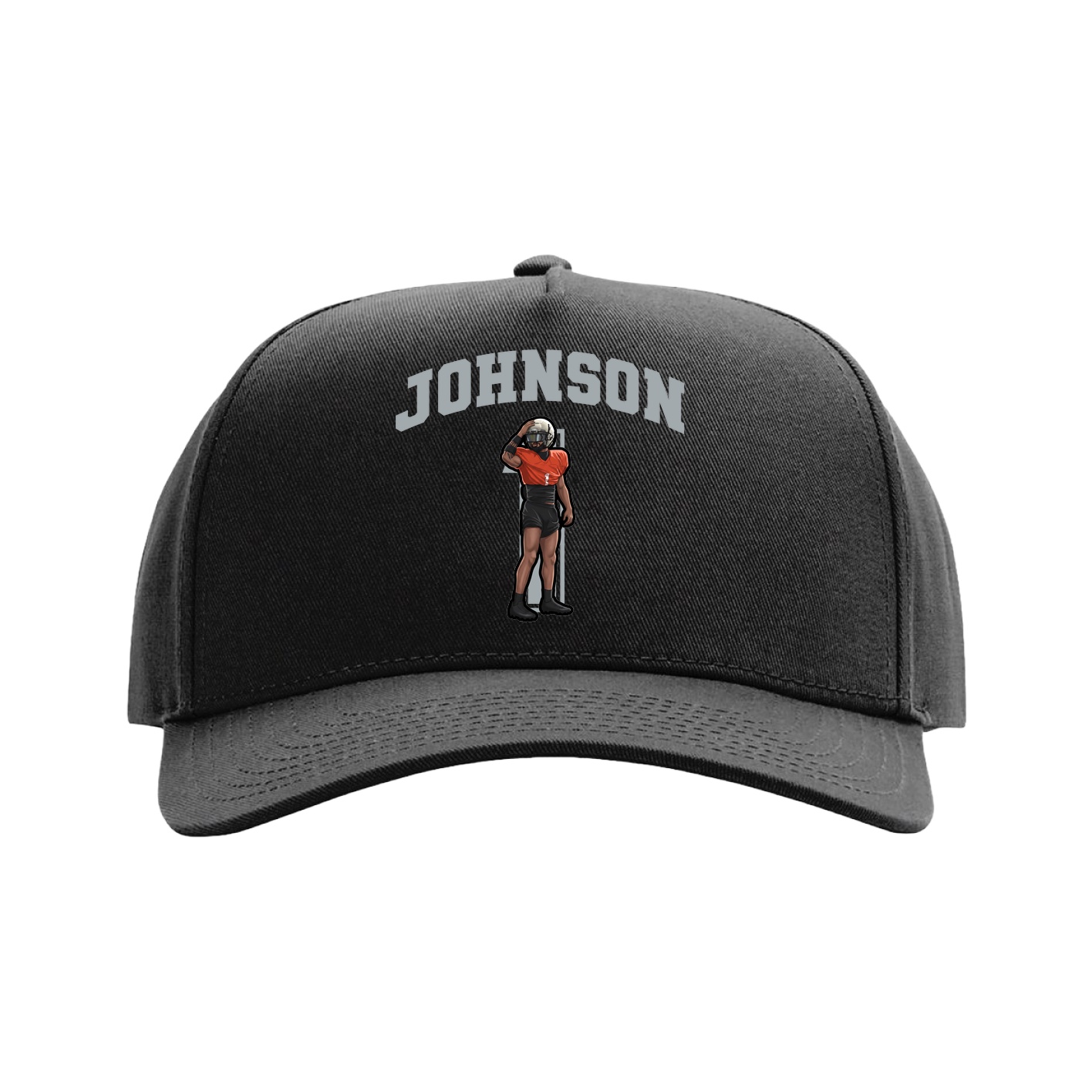 Full Fabric Five-Panel Champ Cap — Number in Black