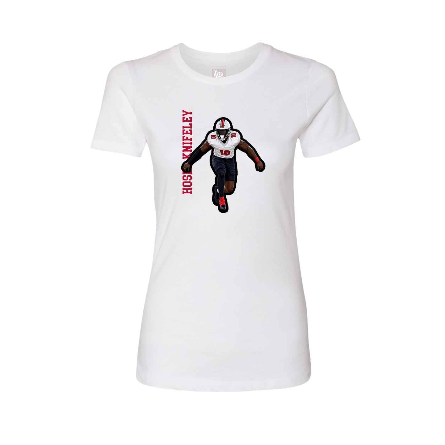Fitted Women's Tee — Name Vertical in White