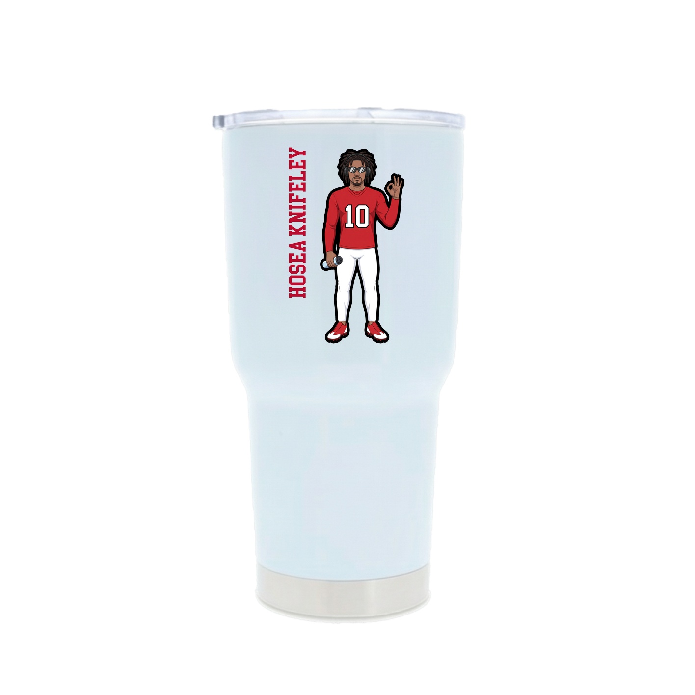 30oz Stainless Steel Tumbler — Name Vertical in White