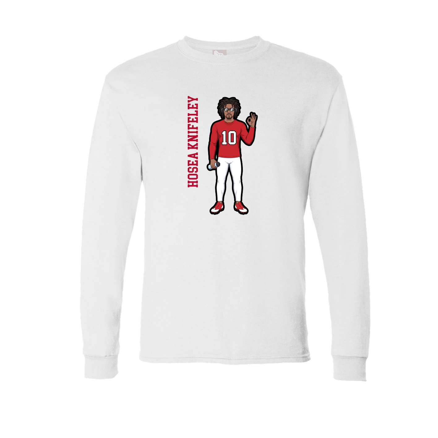 Long Sleeve Tee — Name Vertical in White