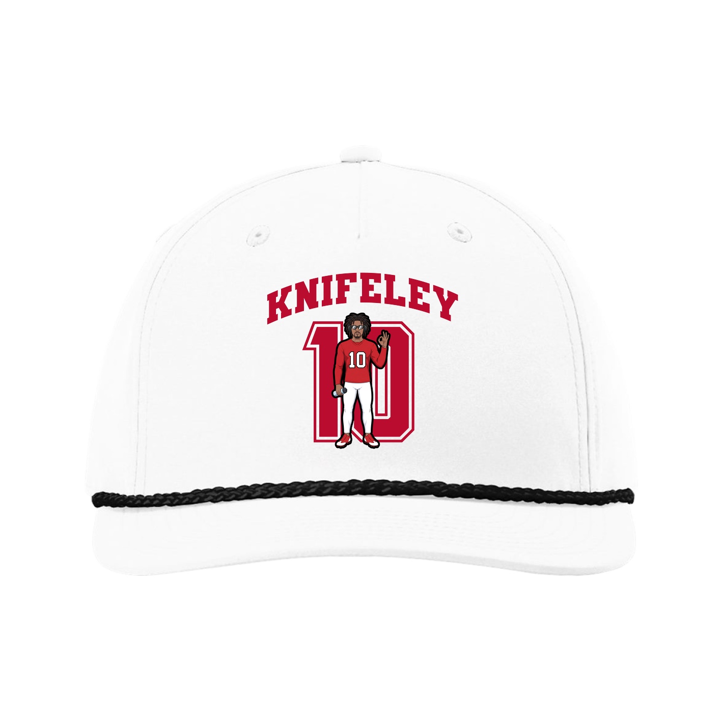 Five-Panel Classic Rope Cap — Number in White