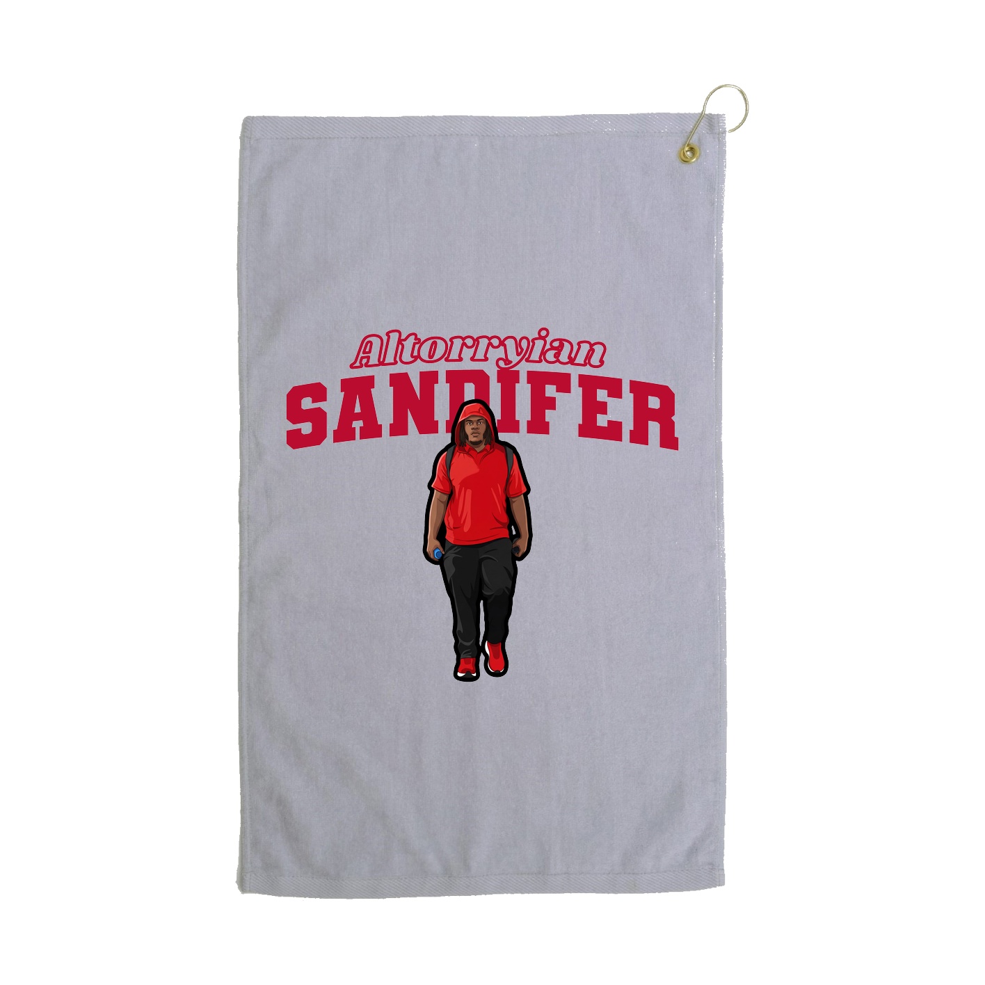Golf Towel — Name Arch in Grey