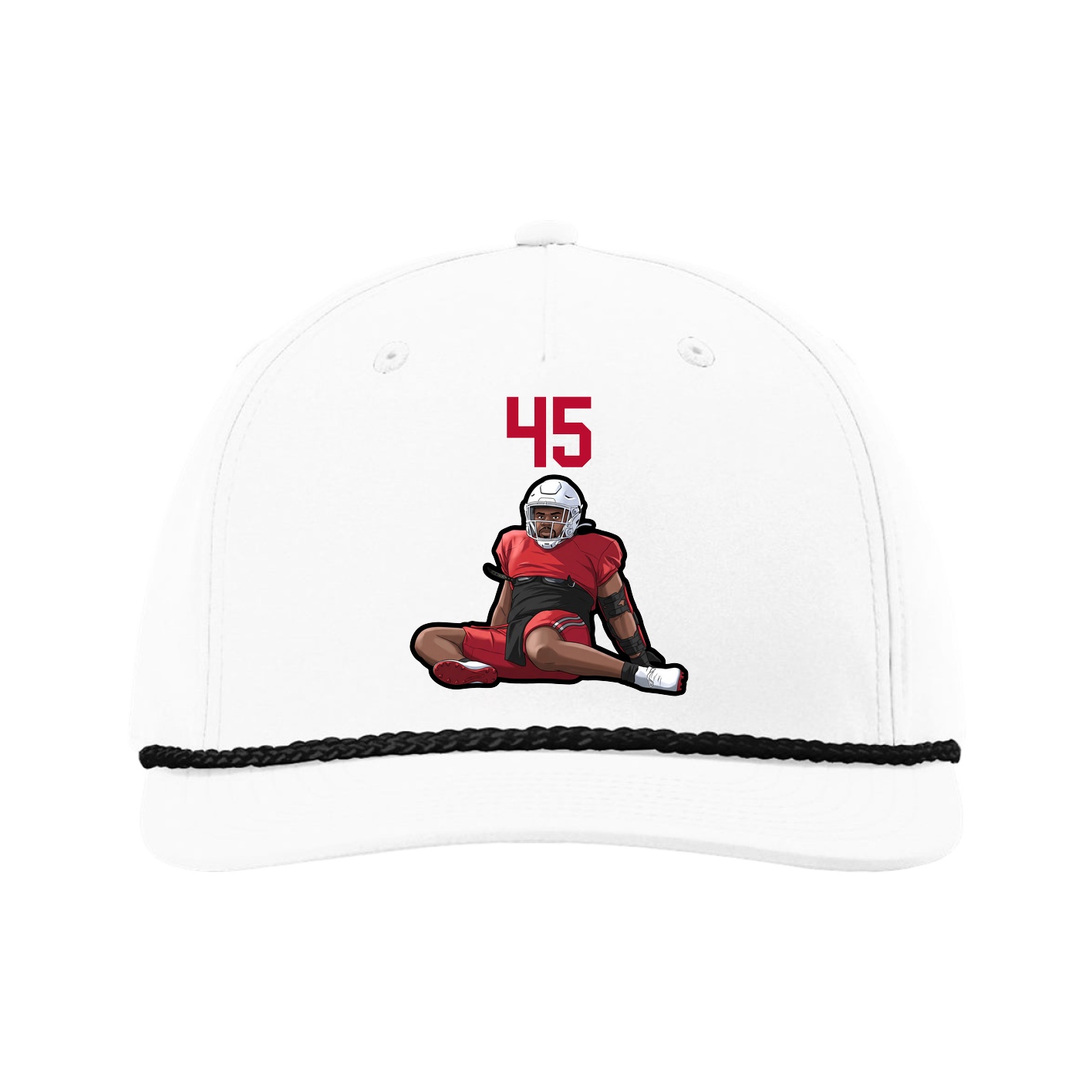 Five-Panel Classic Rope Cap — Number Top in White