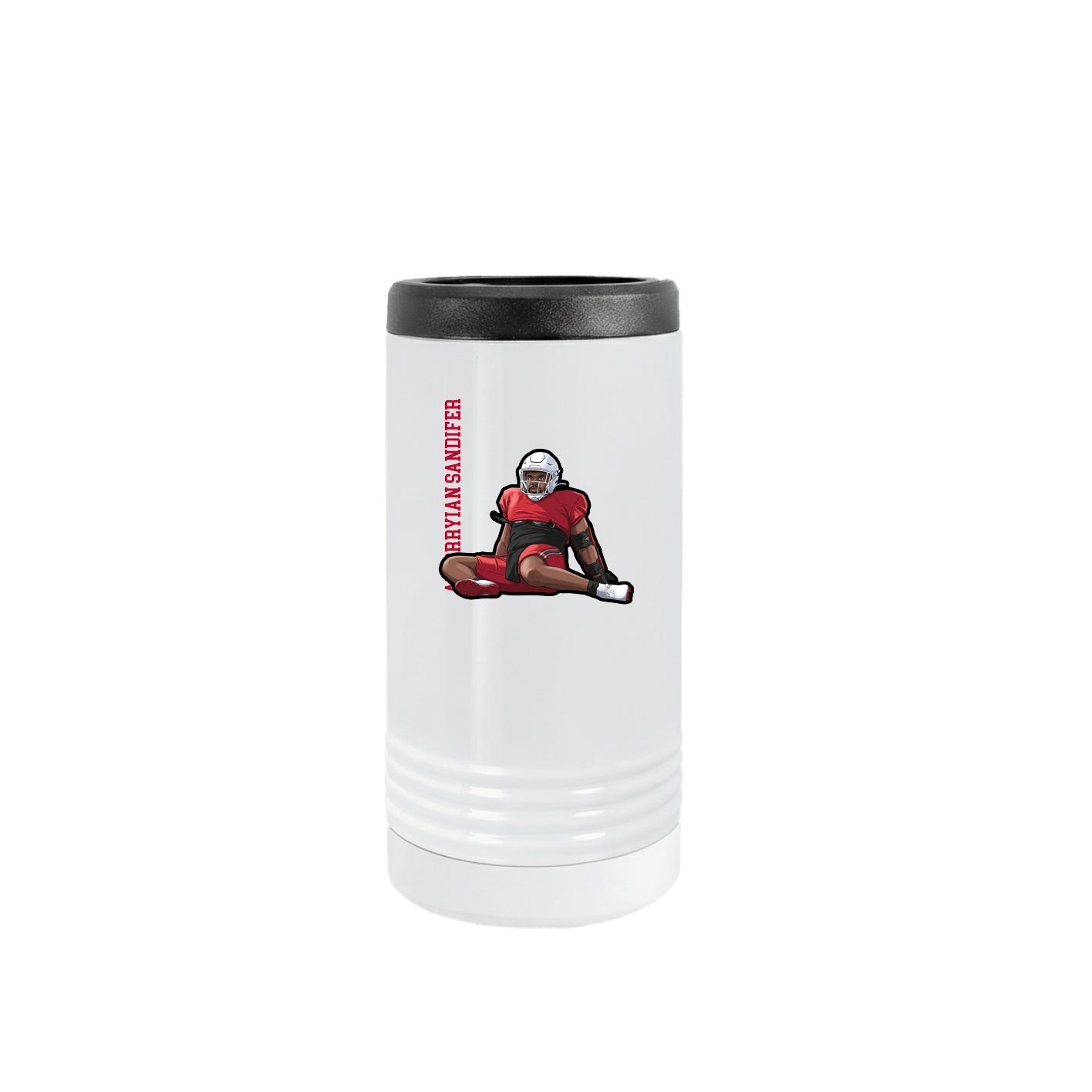 Slim Beverage Holder — Name Vertical in White