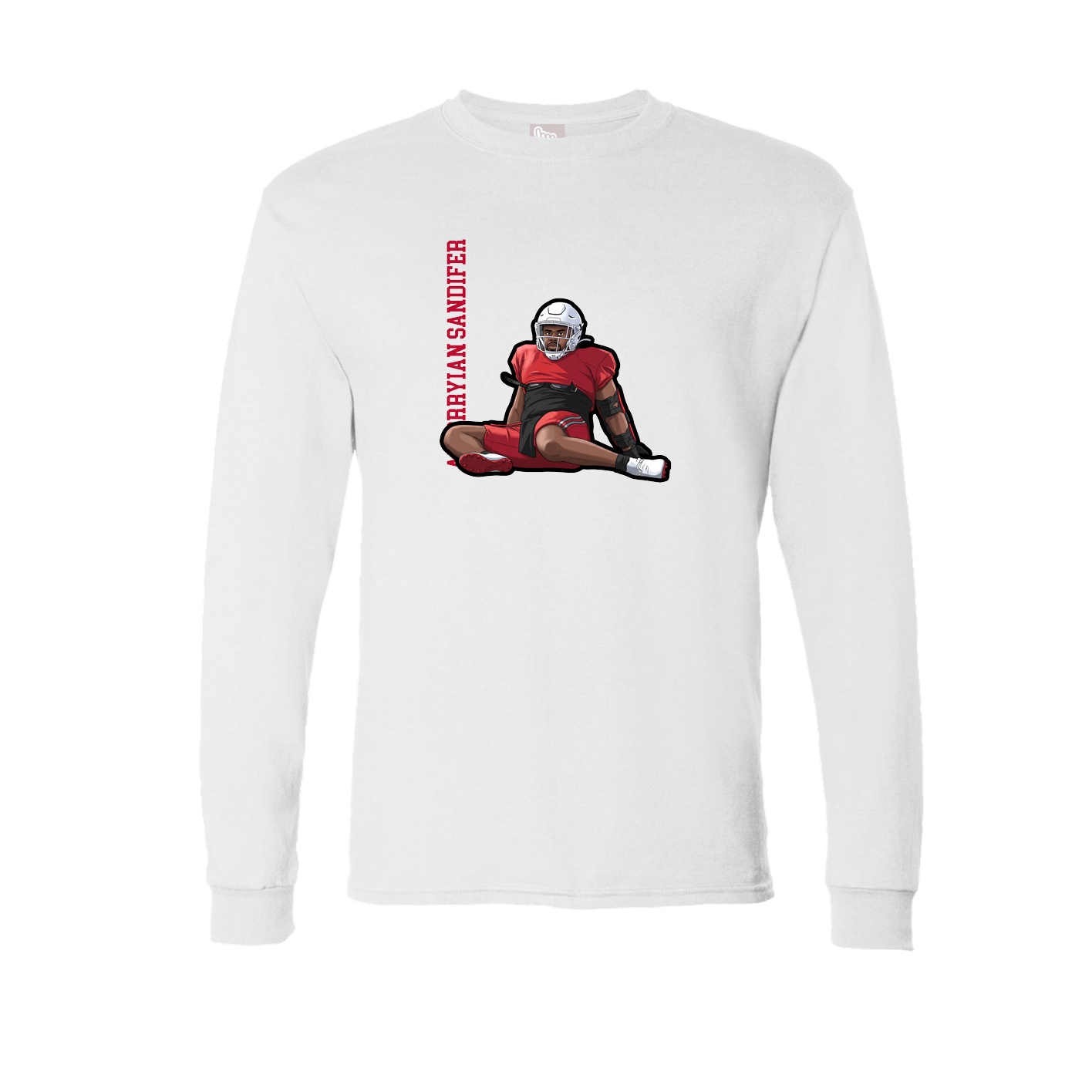 Long Sleeve Tee — Name Vertical in White