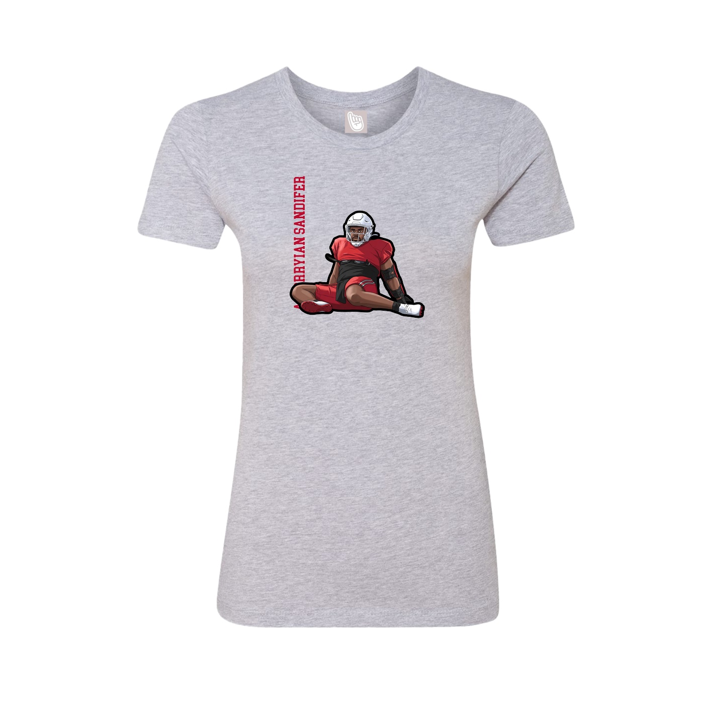 Fitted Women's Tee — Name Vertical in Grey