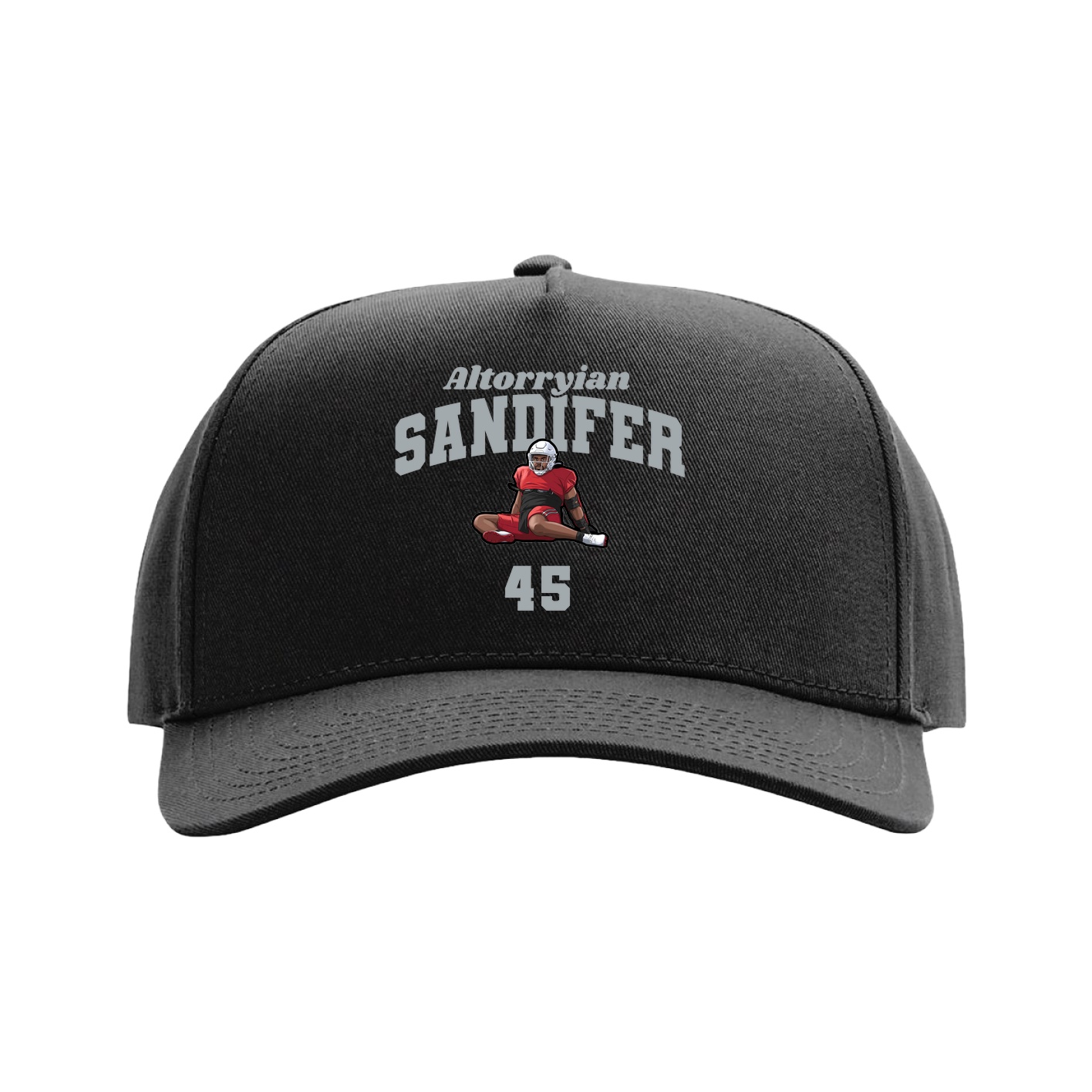 Full Fabric Five-Panel Champ Cap — Signature Arch in Black
