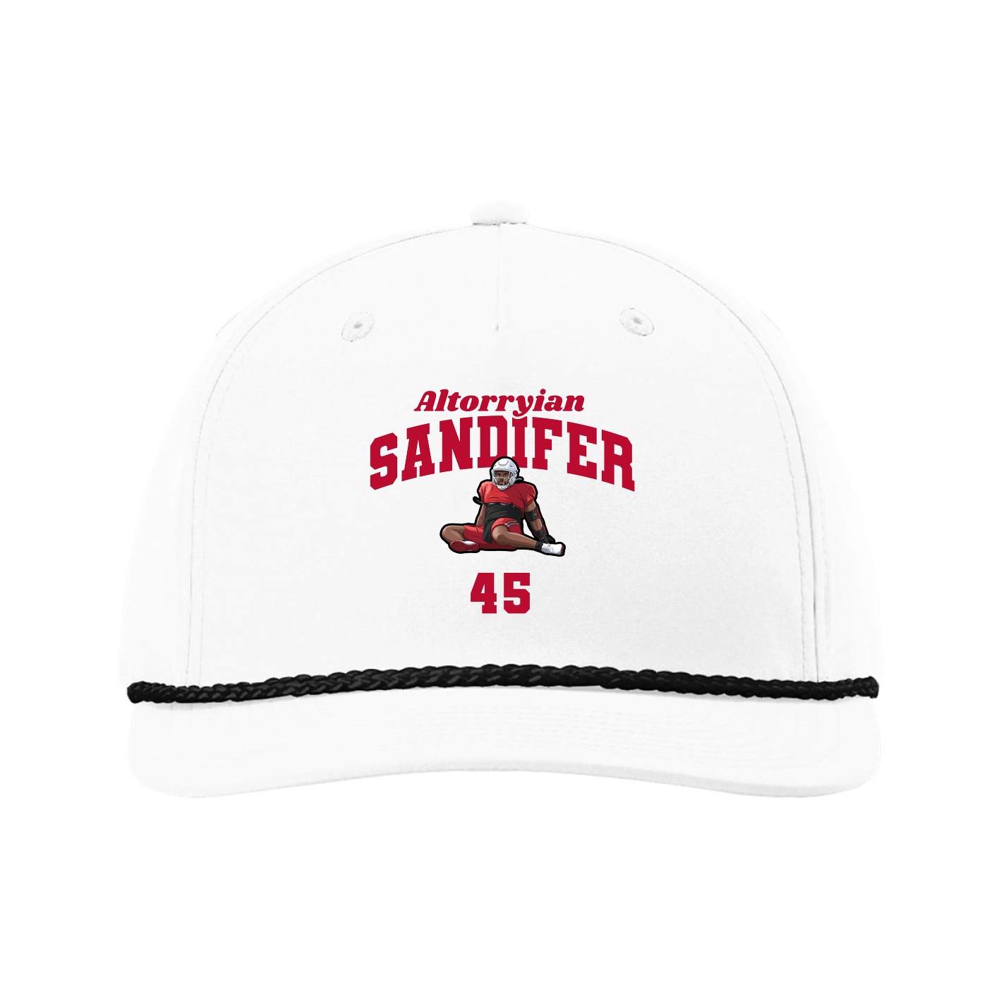Five-Panel Classic Rope Cap — Signature Arch in White