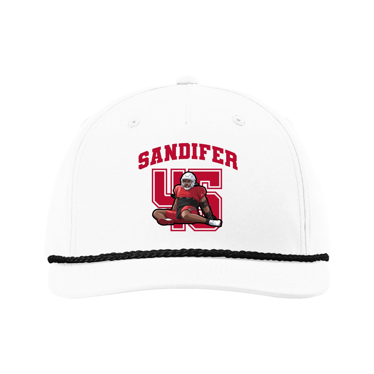 Five-Panel Classic Rope Cap — Number in White