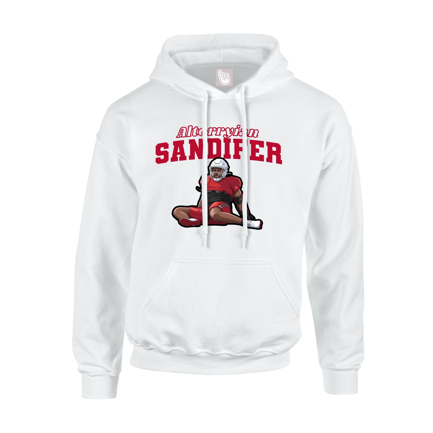 Youth Hoodie — Name Arch in White