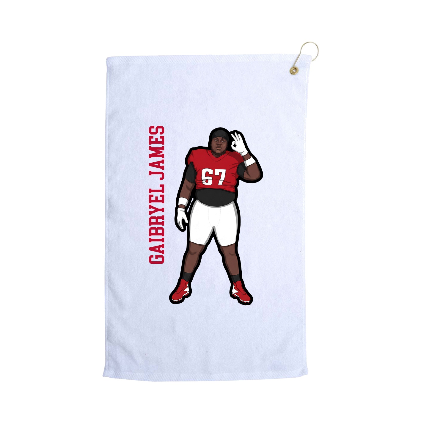 Golf Towel — Name Vertical in White