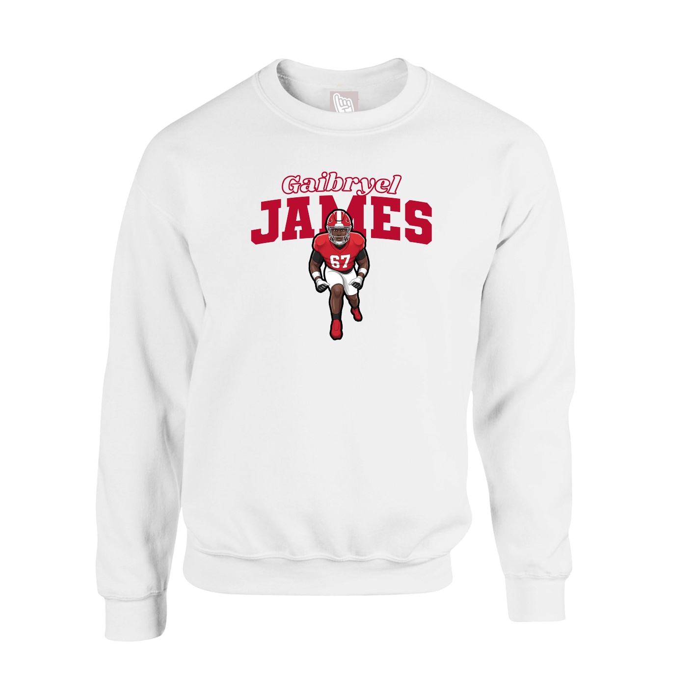 Fleece Crew — Name Arch in White