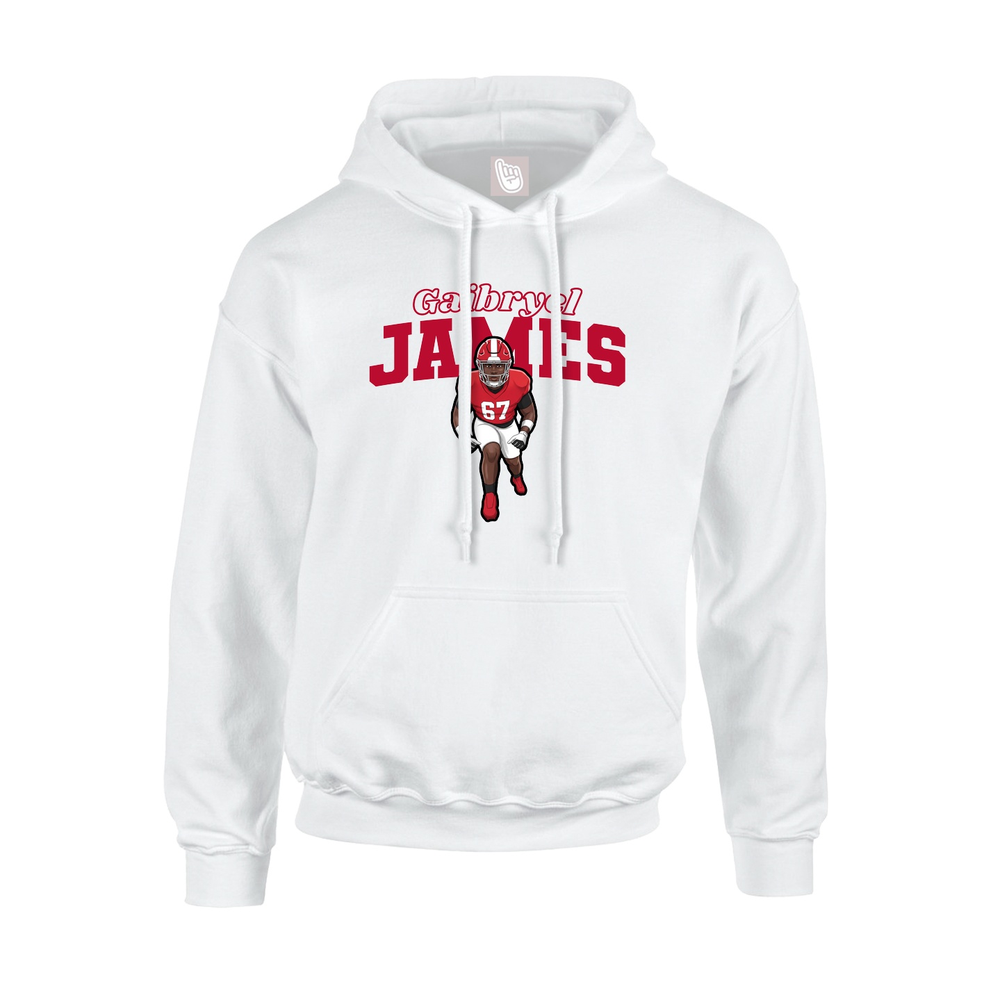 Youth Hoodie — Name Arch in White