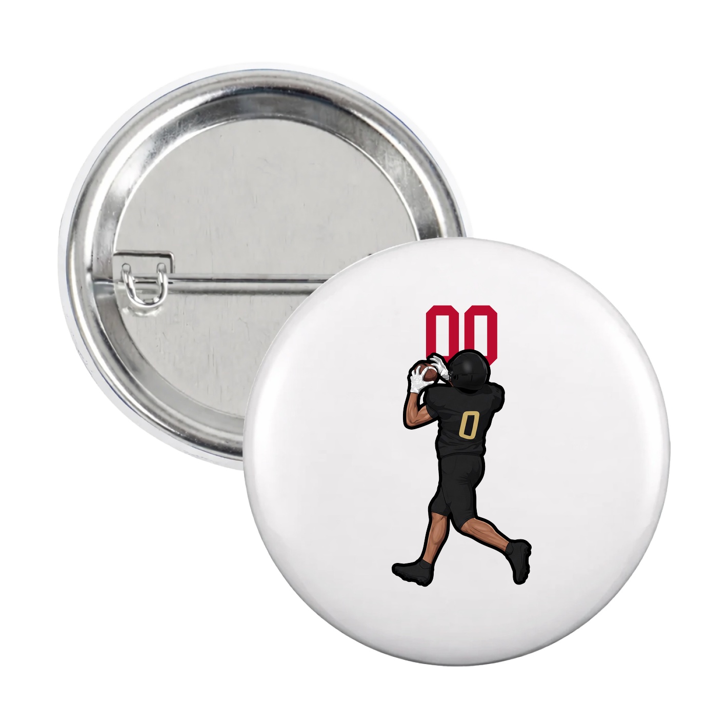 Game Day Button — Number Top in White
