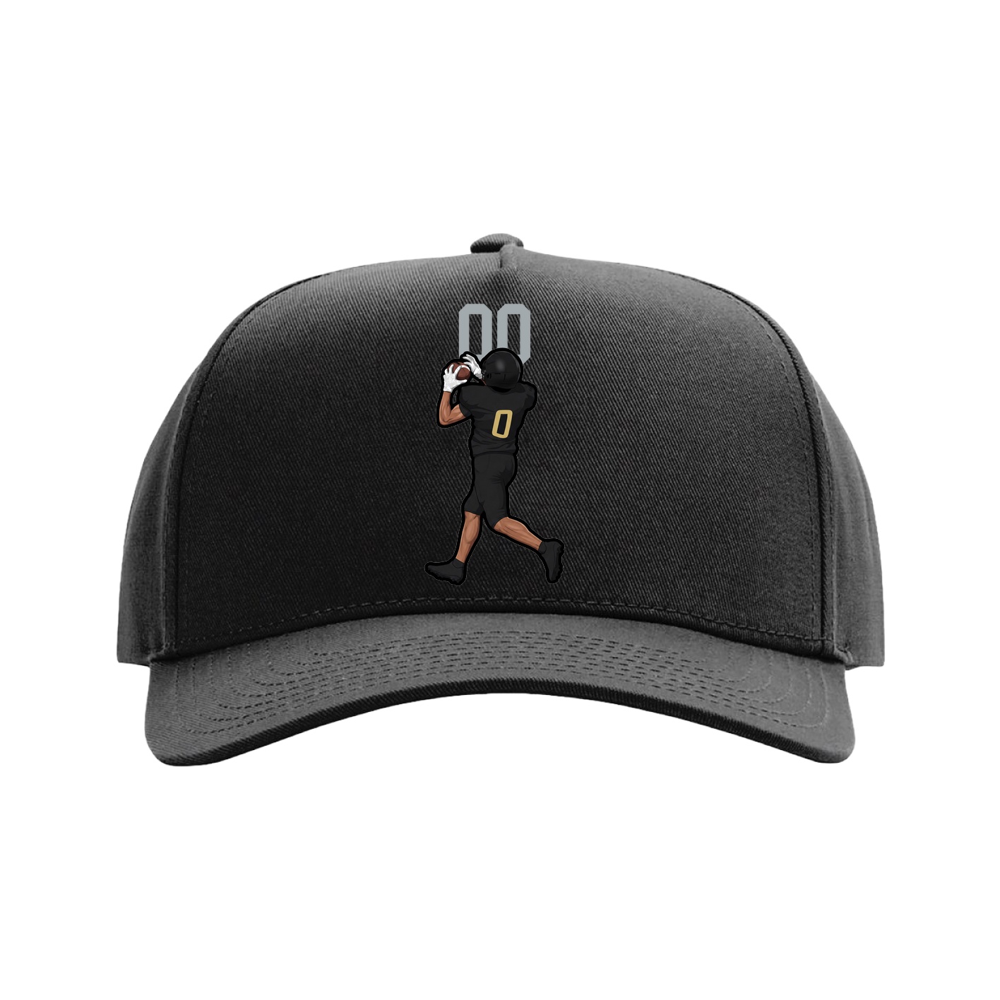 Full Fabric Five-Panel Champ Cap — Number Top in Black