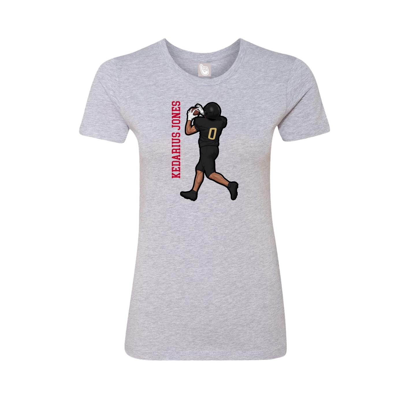 Fitted Women's Tee — Name Vertical in Grey