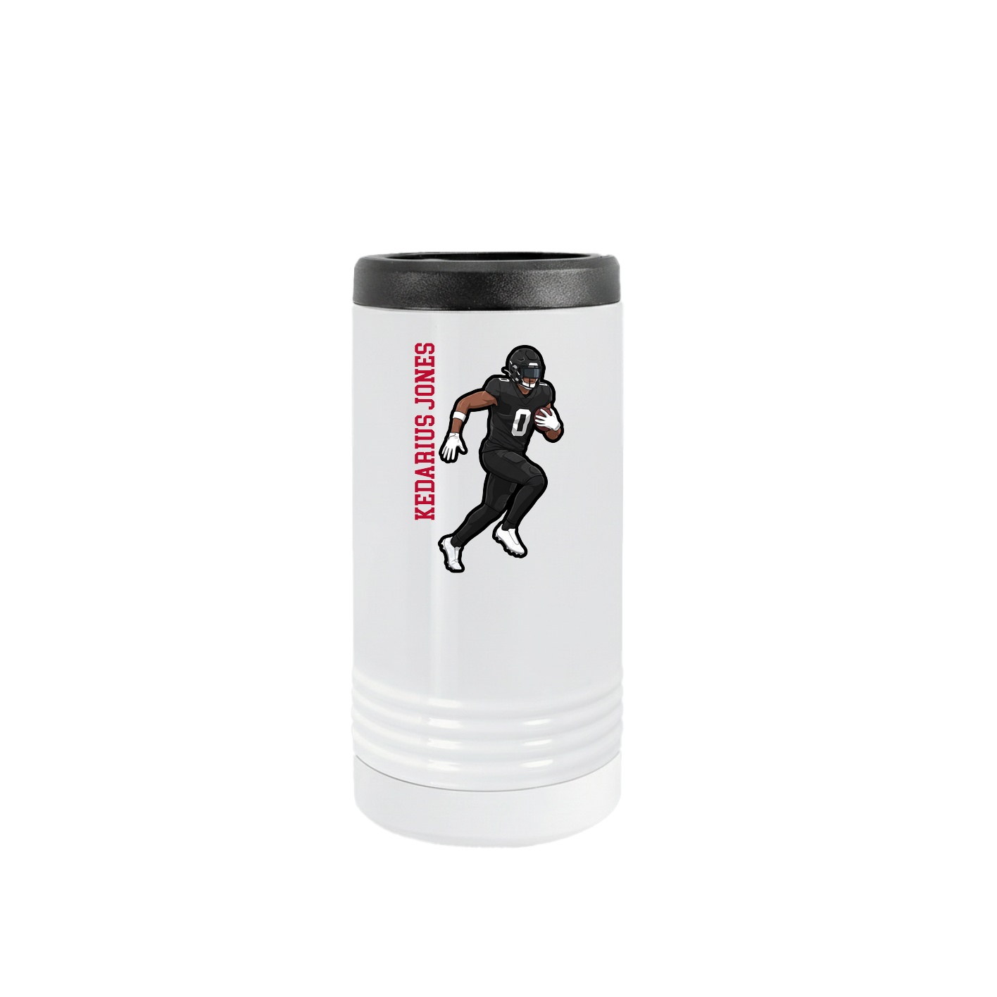 Slim Beverage Holder — Name Vertical in White
