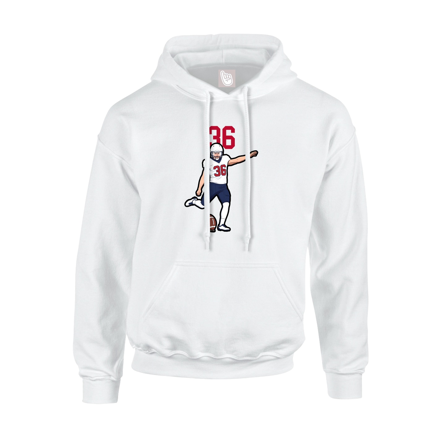 Youth Hoodie — Number Top in White