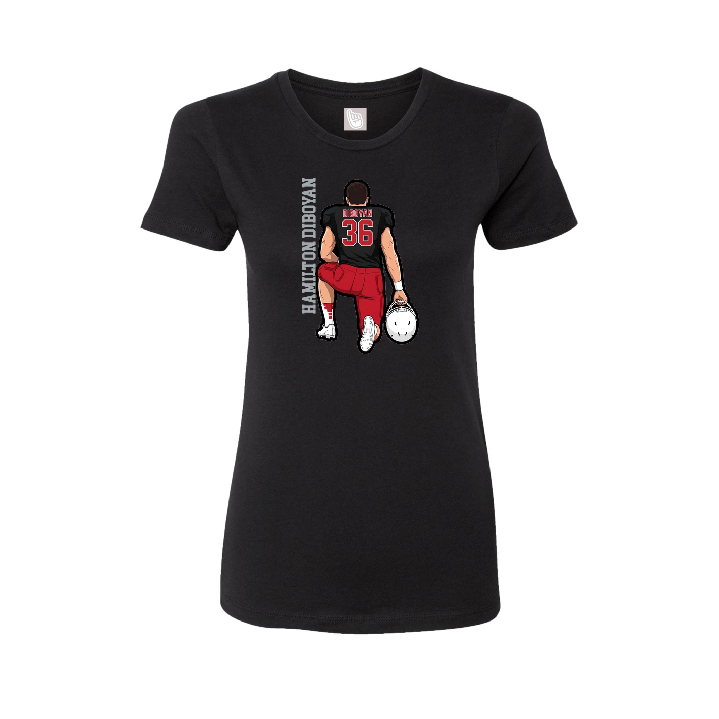 Fitted Women's Tee — Name Vertical in Black