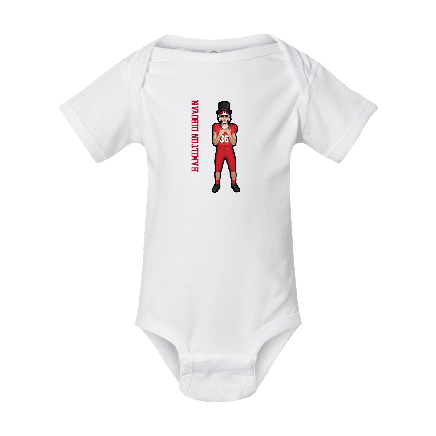 Baby Onesie — Name Vertical in White