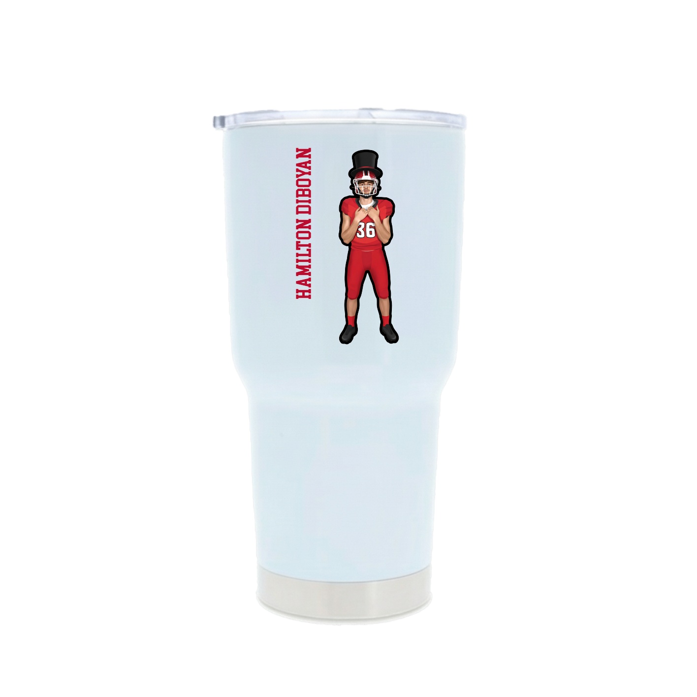 30oz Stainless Steel Tumbler — Name Vertical in White
