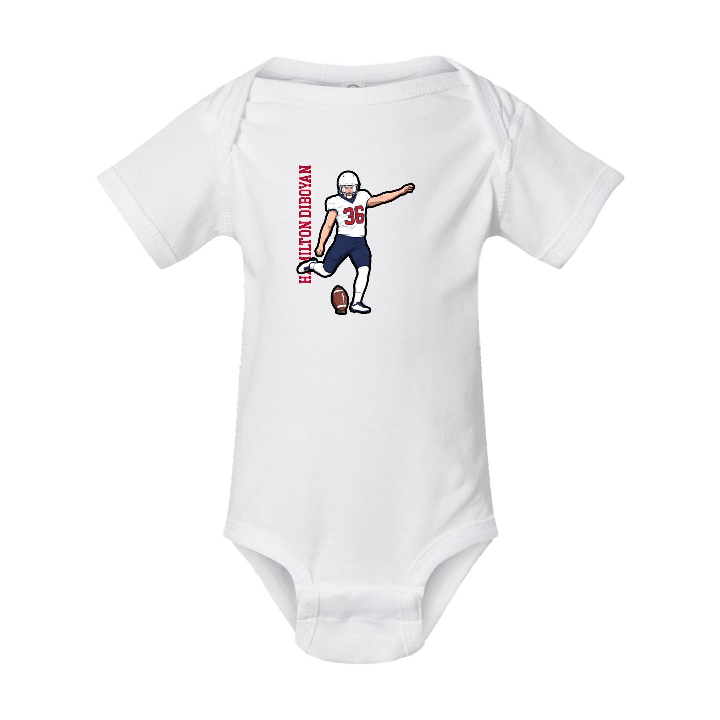 Baby Onesie — Name Vertical in White