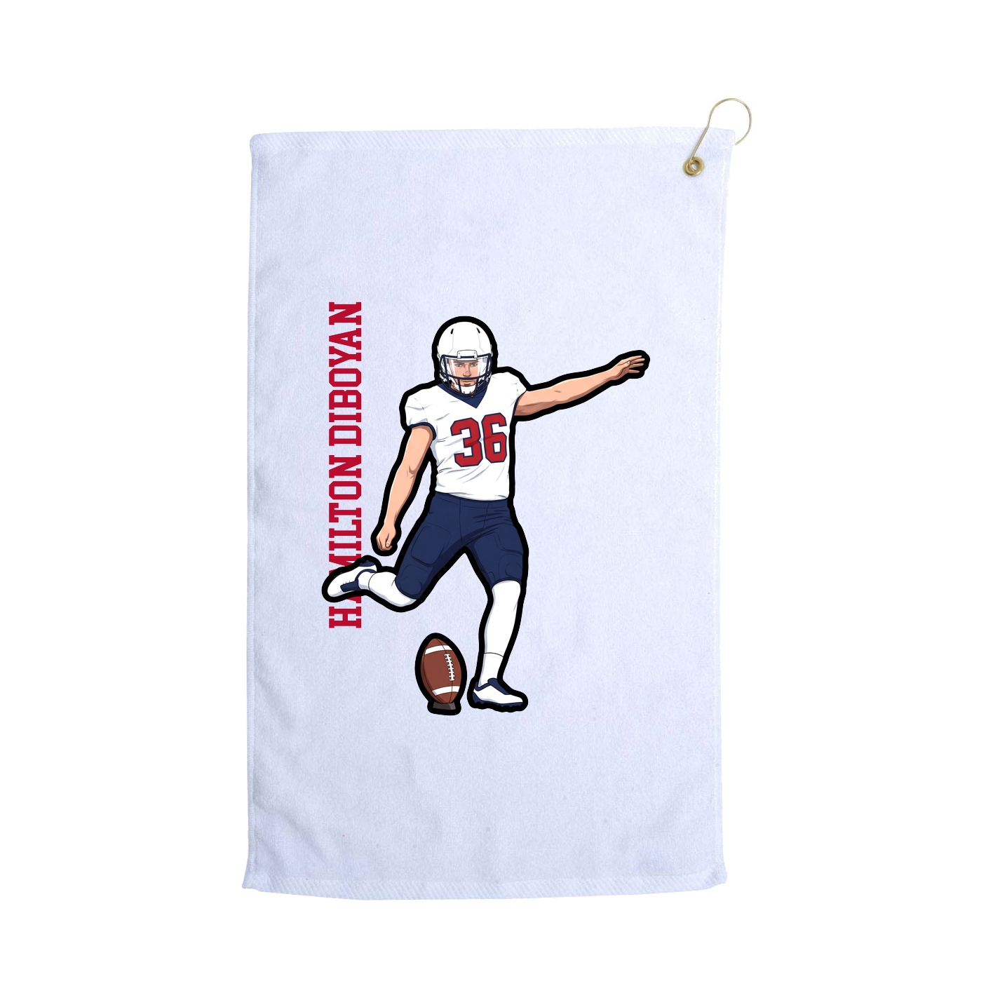 Golf Towel — Name Vertical in White