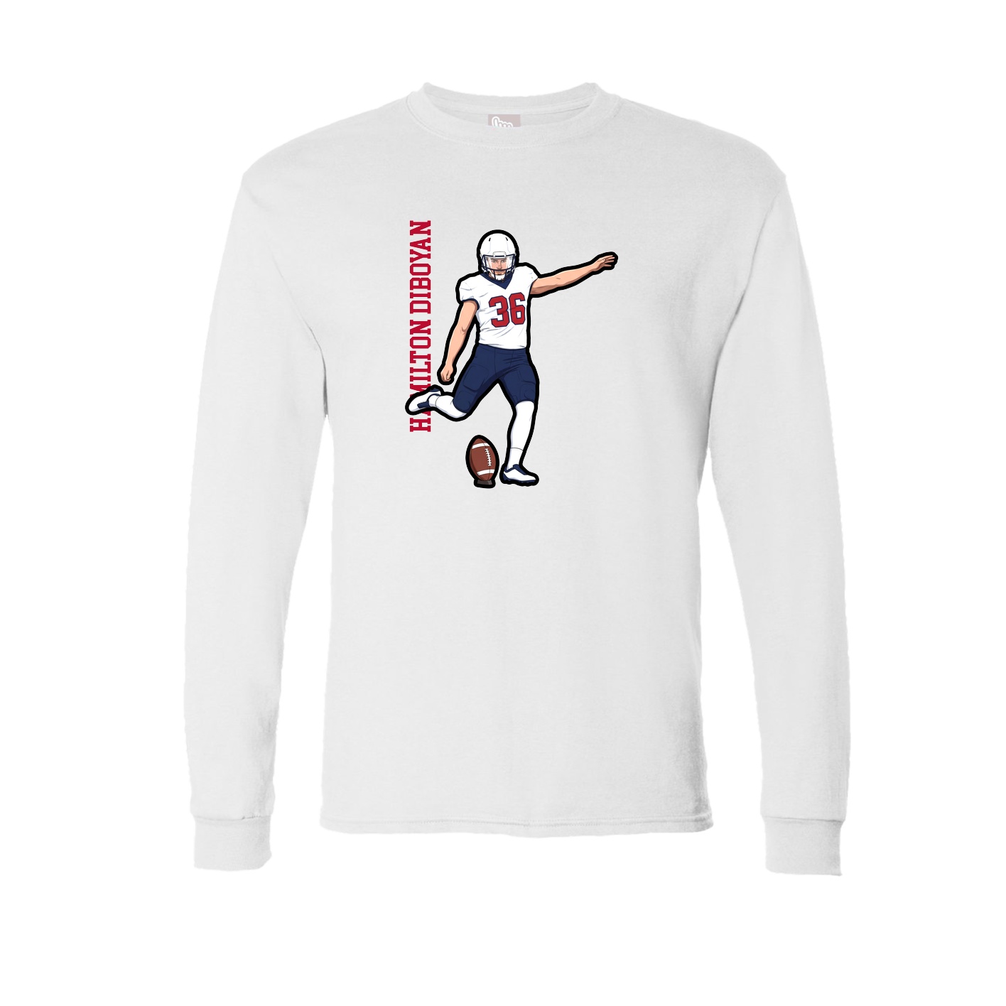 Long Sleeve Tee — Name Vertical in White