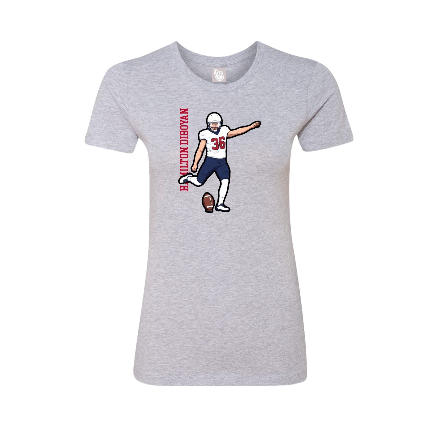 Fitted Women's Tee — Name Vertical in Grey