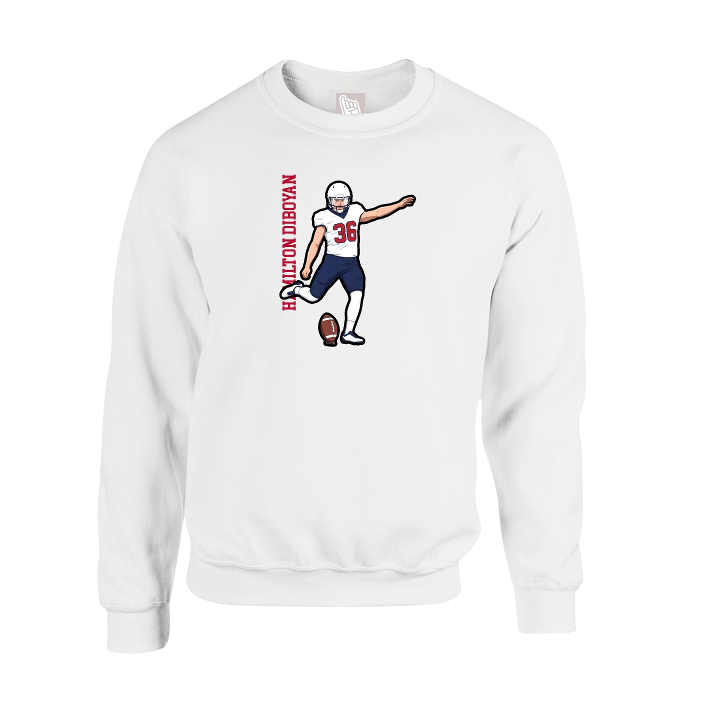 Fleece Crew — Name Vertical in White
