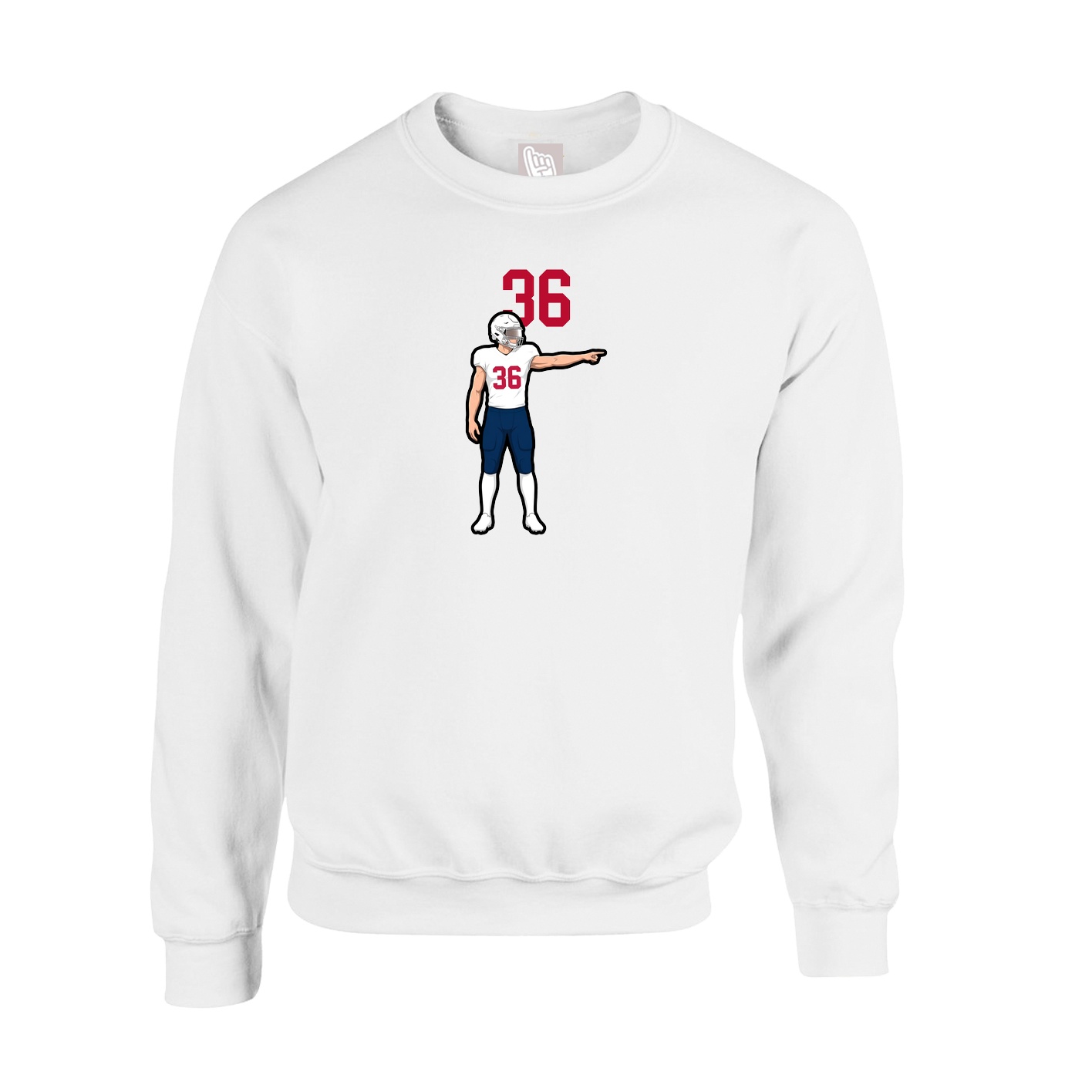 Fleece Crew — Number Top in White