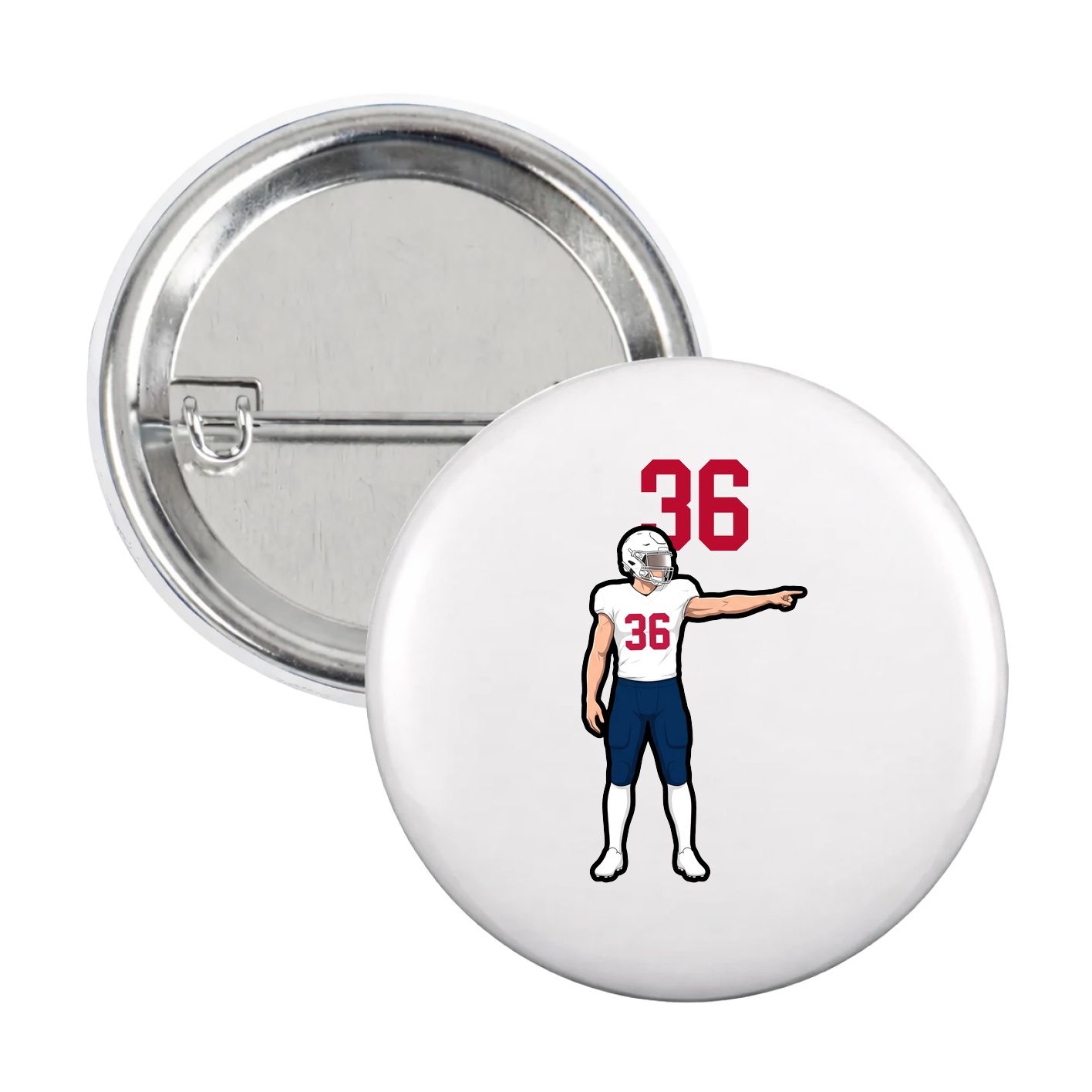 Game Day Button — Number Top in White