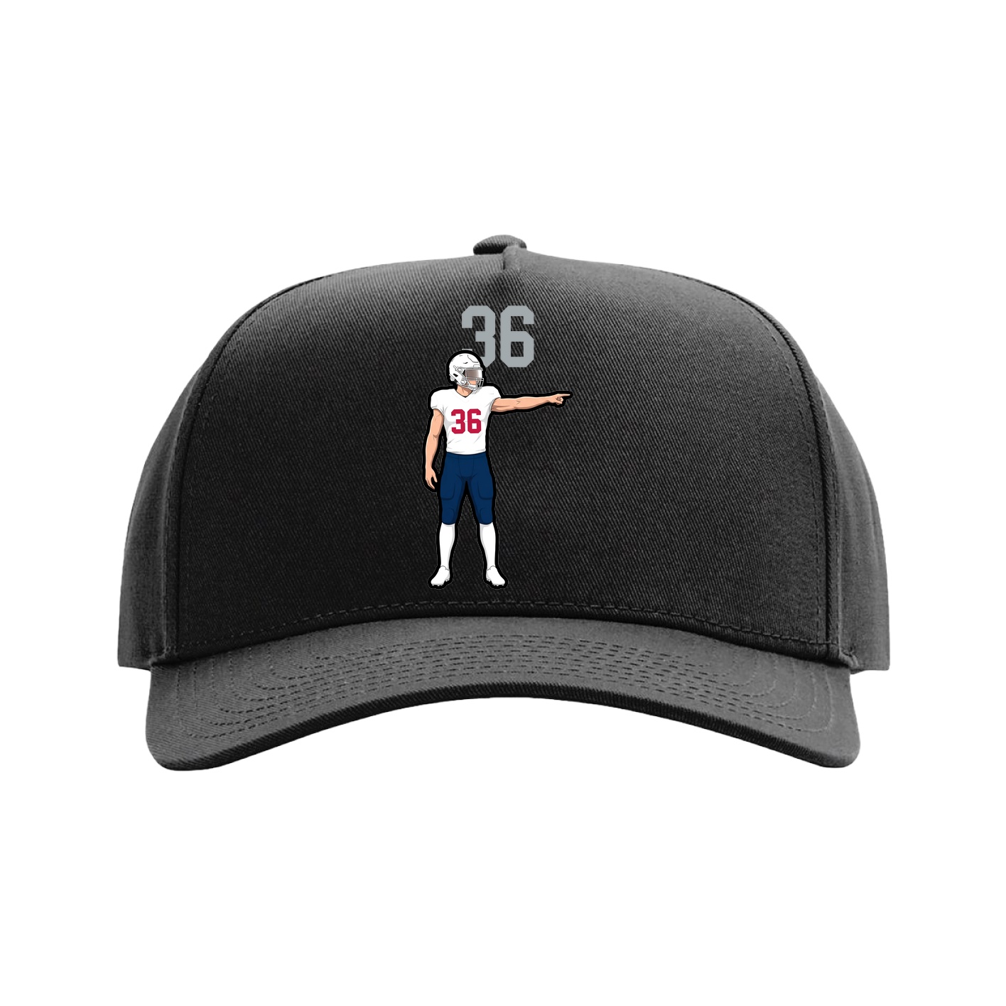 Full Fabric Five-Panel Champ Cap — Number Top in Black