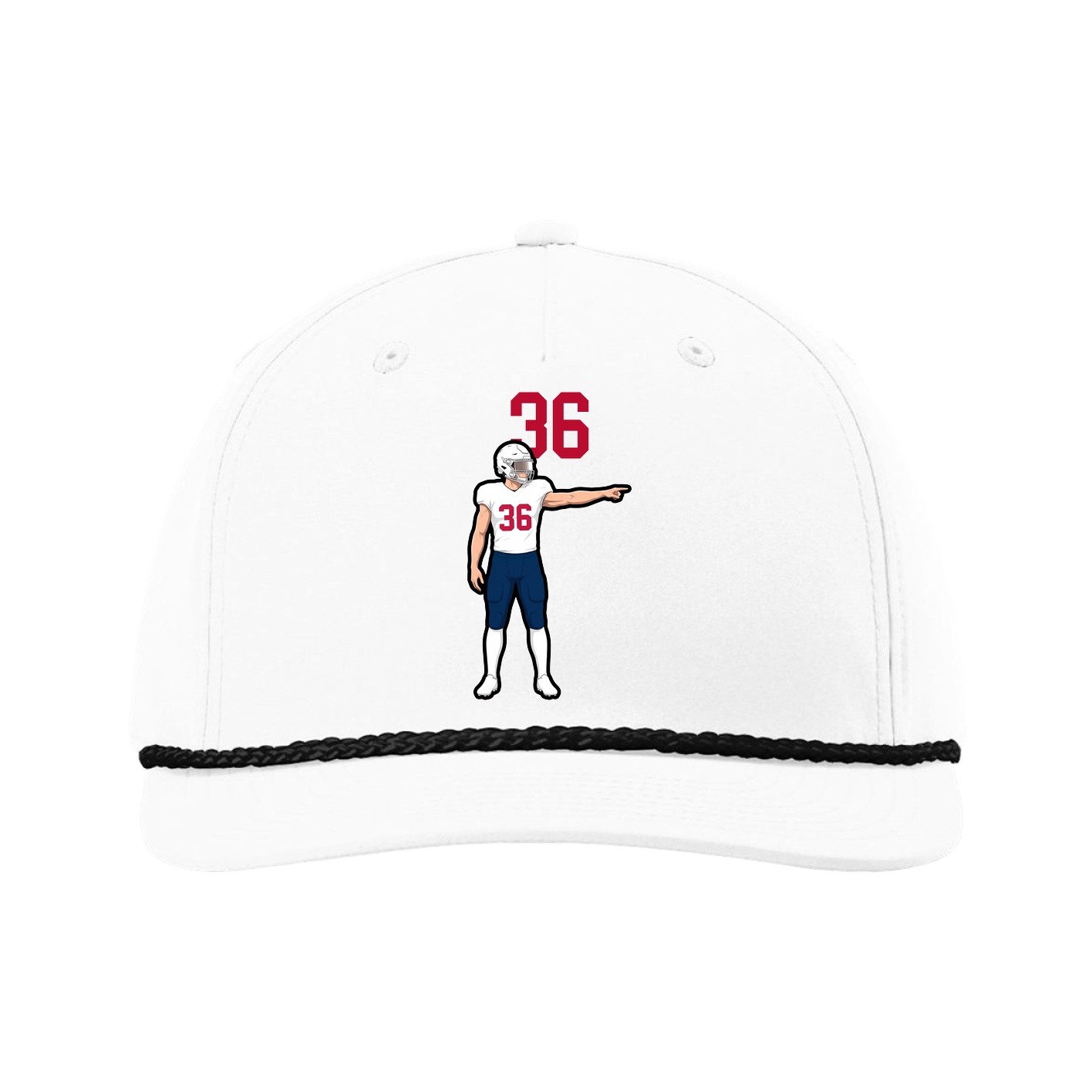Five-Panel Classic Rope Cap — Number Top in White