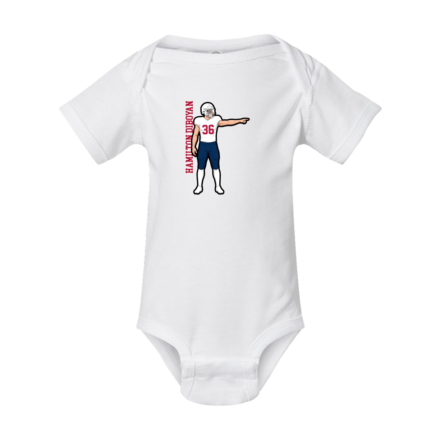 Baby Onesie — Name Vertical in White