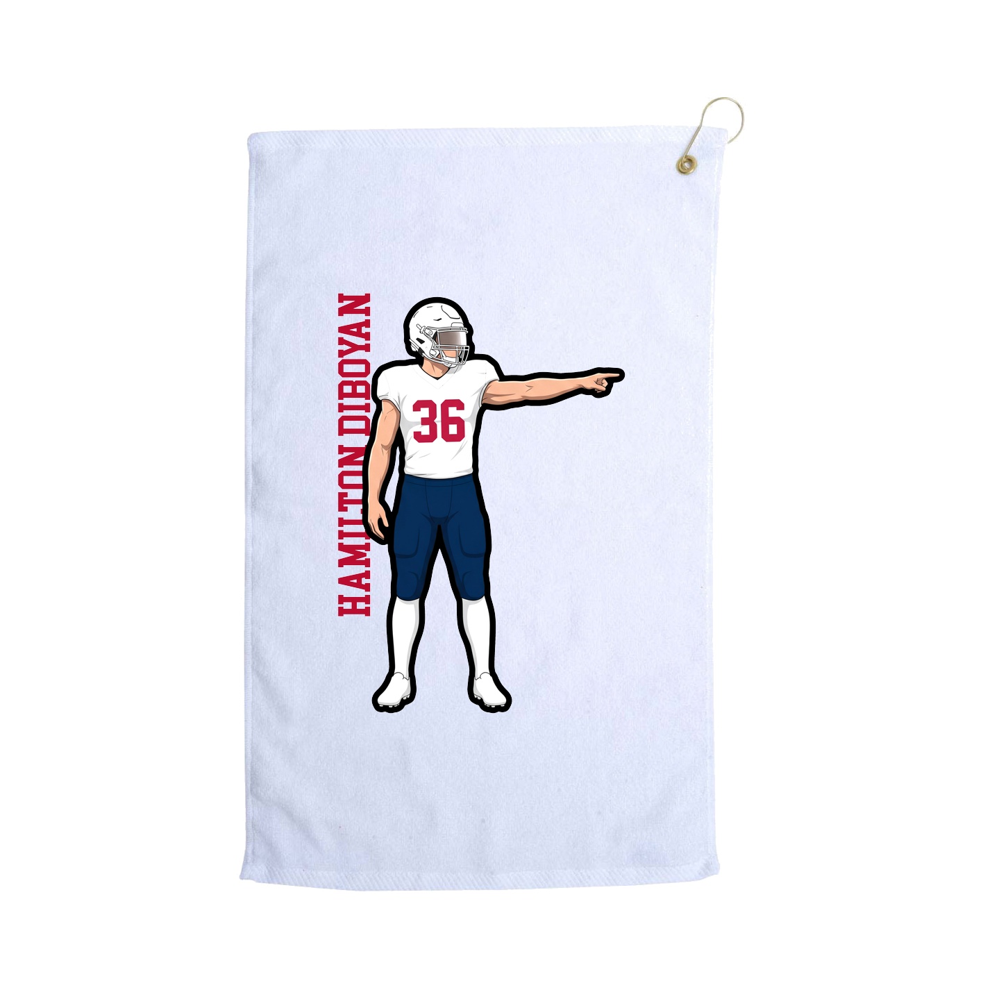 Golf Towel — Name Vertical in White