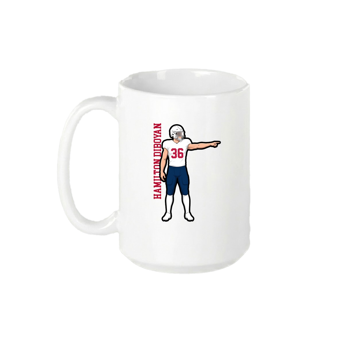 15oz Coffee Mug — Name Vertical in White