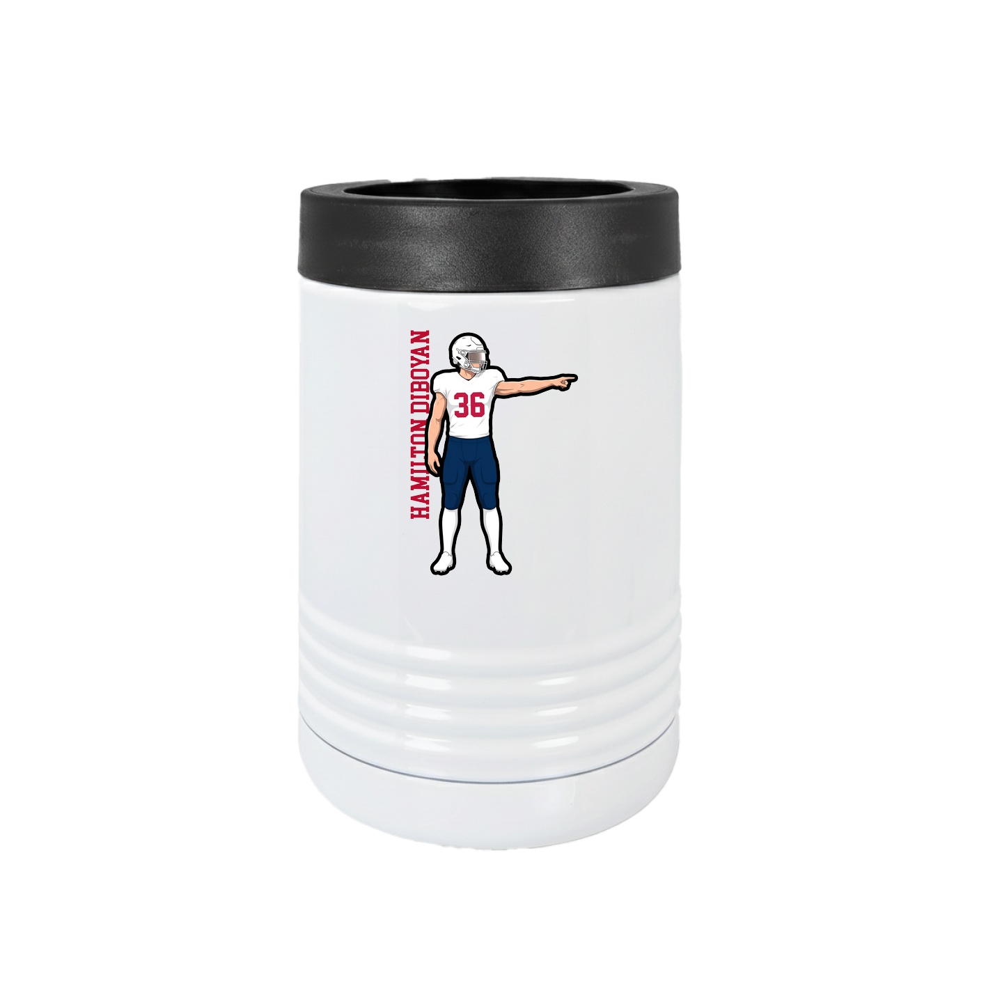 Beverage Holder — Name Vertical in White