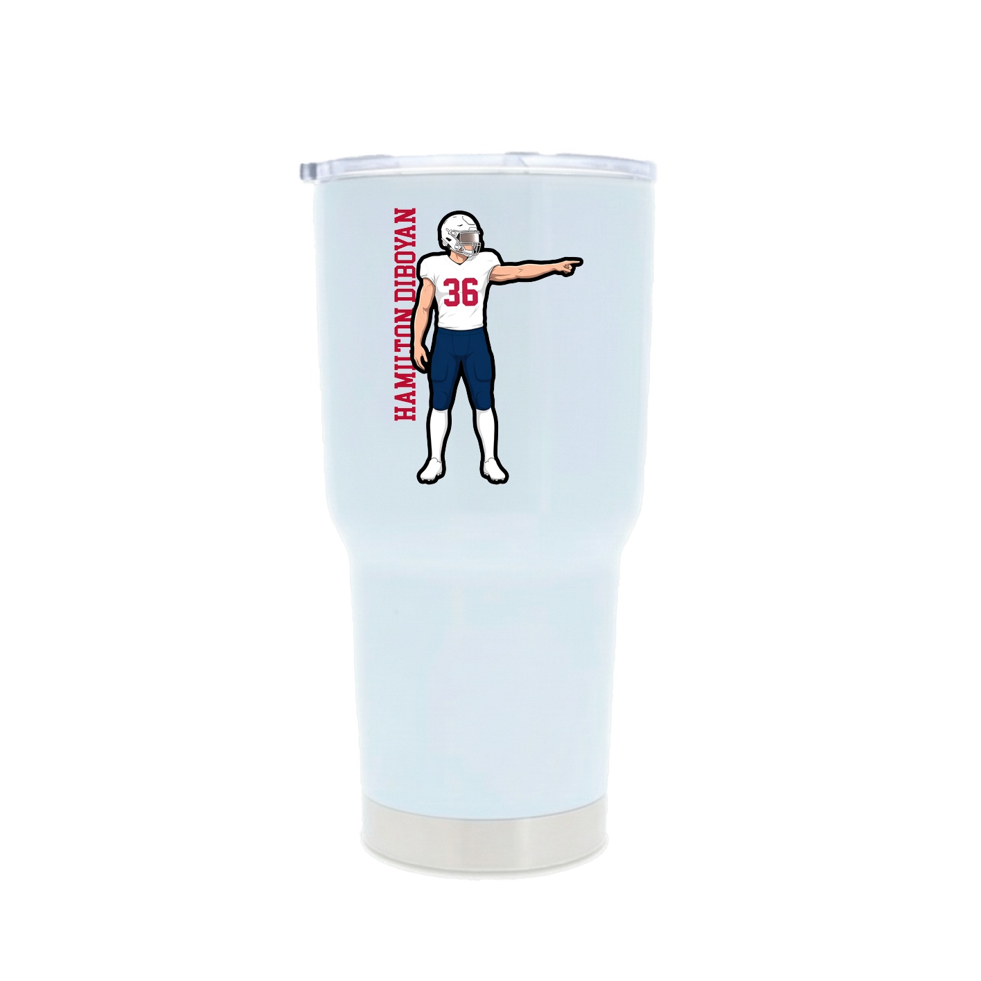 30oz Stainless Steel Tumbler — Name Vertical in White