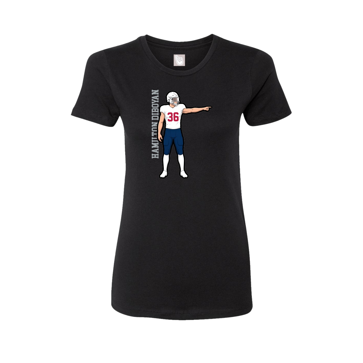 Fitted Women's Tee — Name Vertical in Black