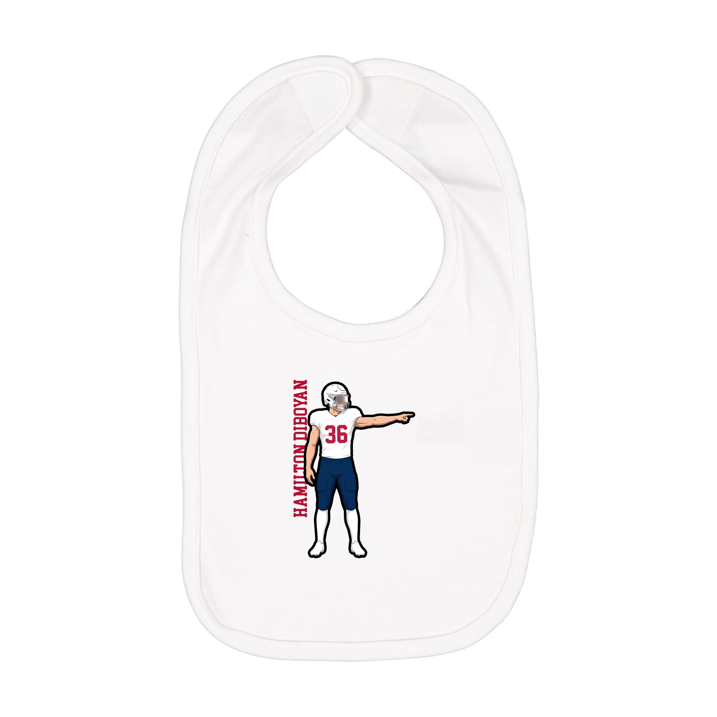 Infant Bib — Name Vertical in White