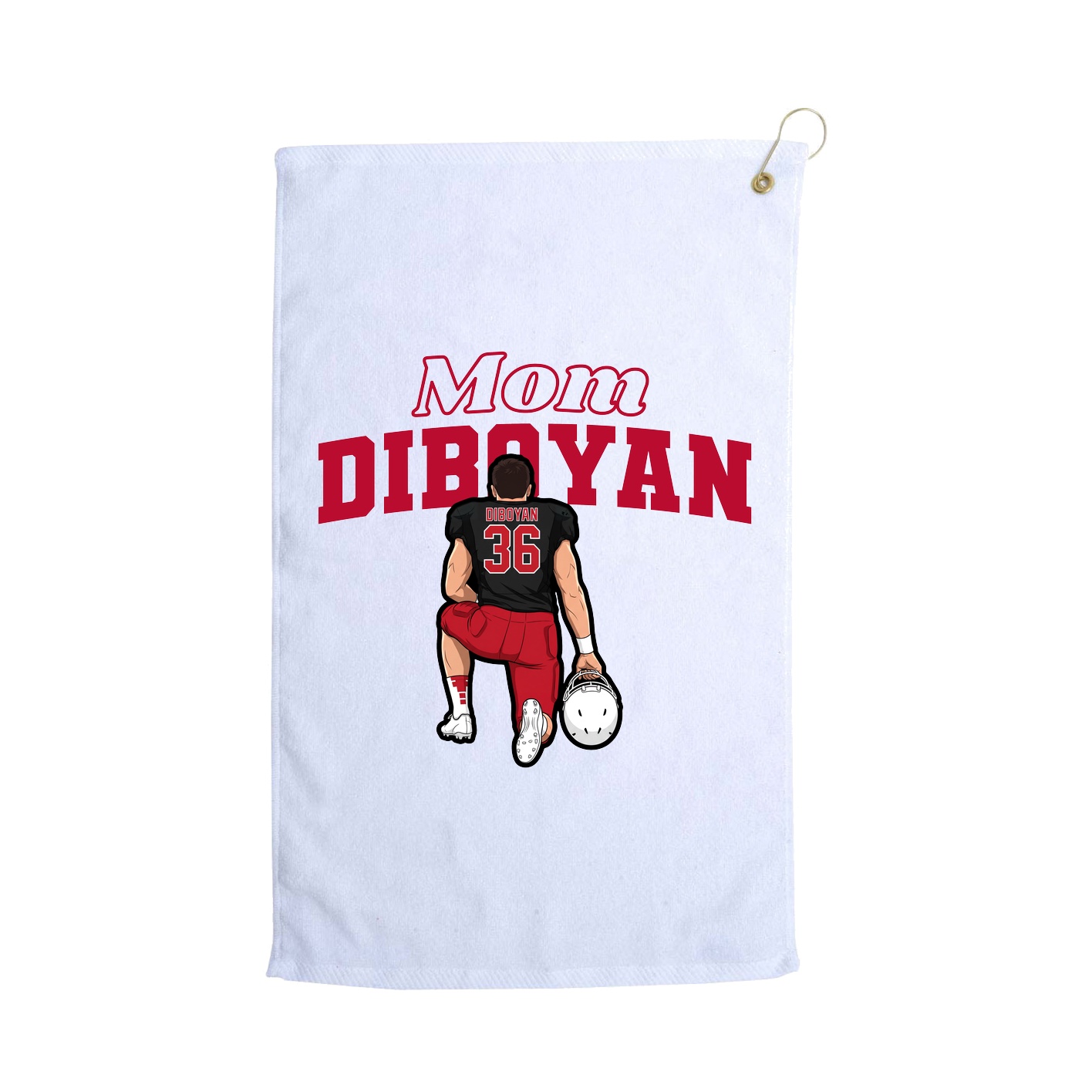 Golf Towel — Mothers Day Block in White