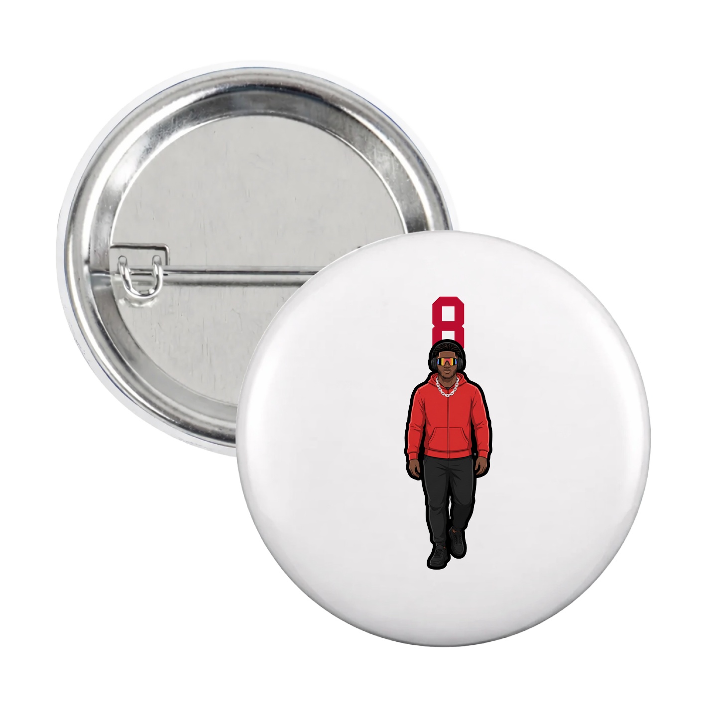 Game Day Button — Number Top in White