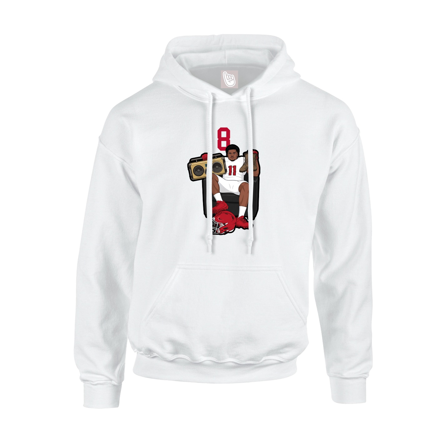 Youth Hoodie — Number Top in White