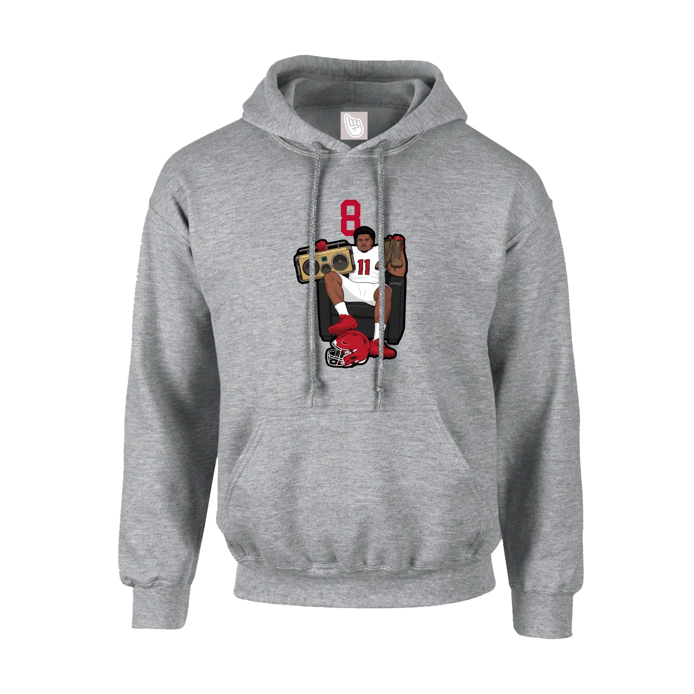 Youth Hoodie — Number Top in Grey