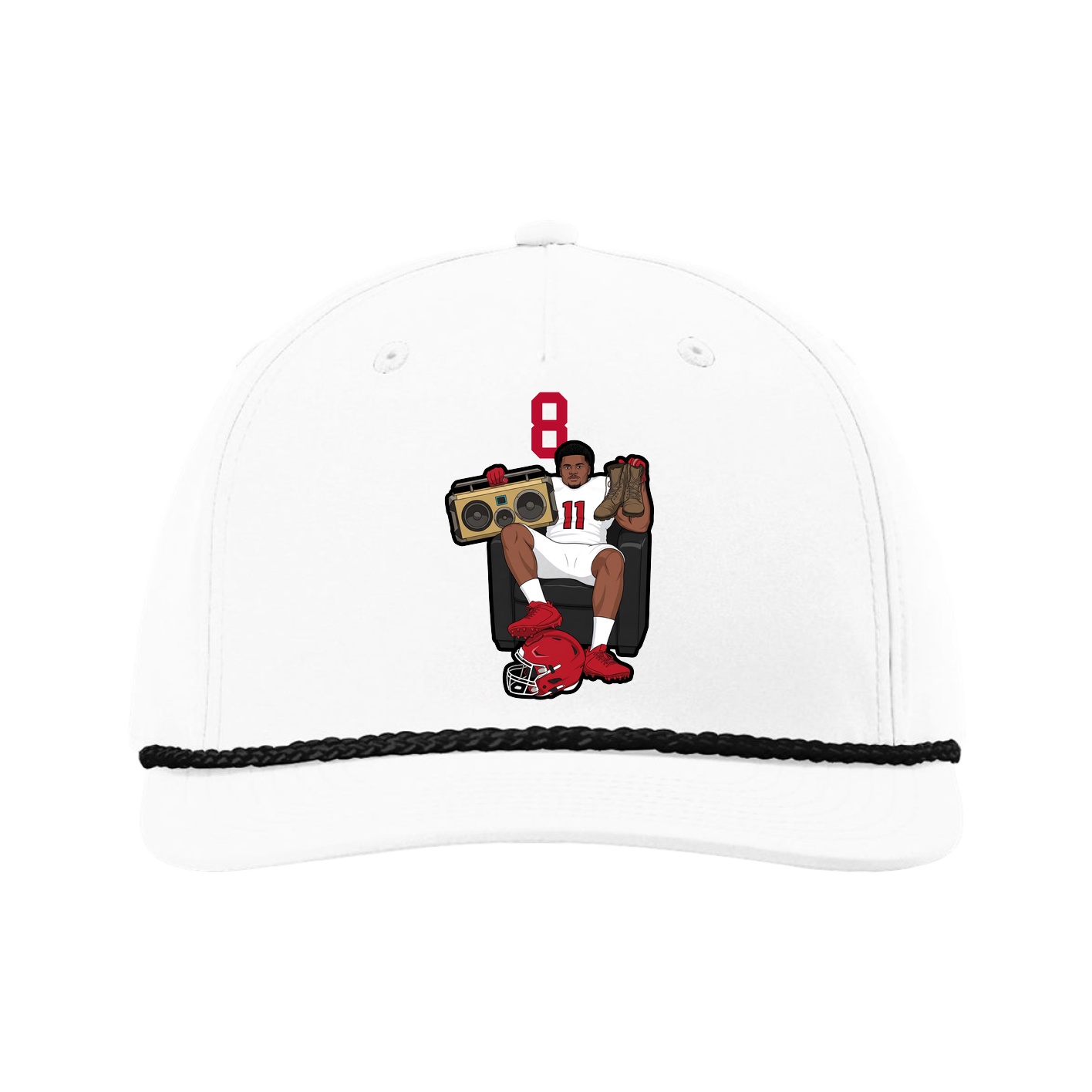 Five-Panel Classic Rope Cap — Number Top in White