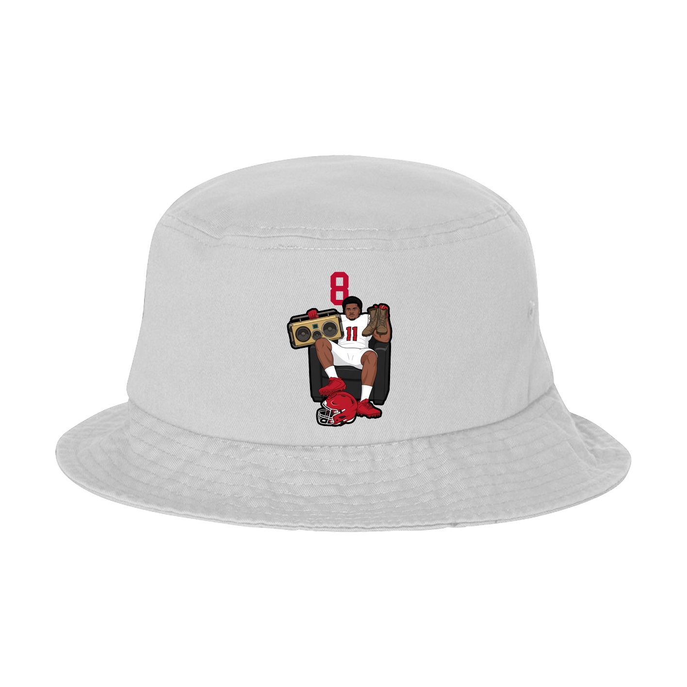 Bucket Cap — Number Top in White