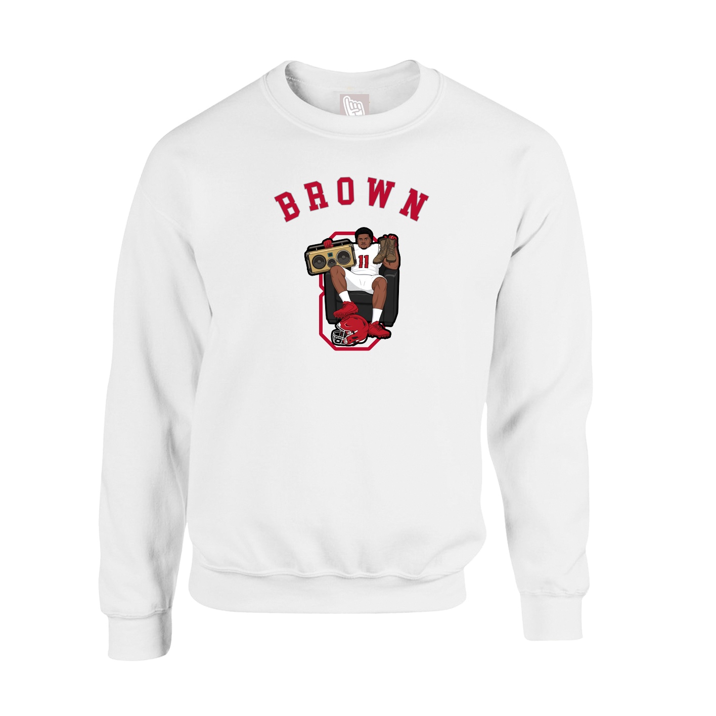 Fleece Crew — Shirsey Arch in White